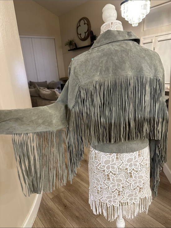 Blank NYC Jackets & Blazers - Stunning suede green fringe jacket blank NWT size M